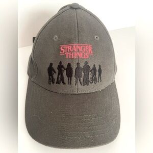 Netflix Stranger Things Adjustable Ball cap, Grey w/Red and Black Embroidery